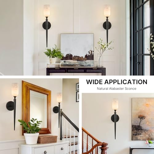21.6" Alabaster Sconces Set of 2
