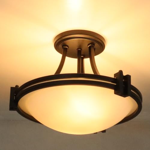 Matte Black Semi Flush Mount Ceiling Light Modern Farmhouse 2