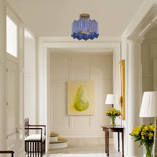 Antique Brass Ceiling Light Fixture in Drum Shape