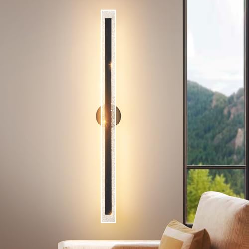 Modern Black Wall Sconces 39.4In Hardwired Light Fixtures 3000K Dimmable LED Sconce Lighting Indoor Wall Lamps for Living Room Bedroom Hallway Stairs