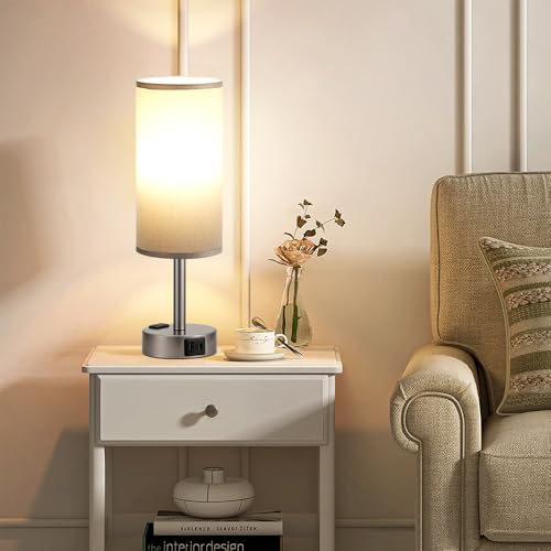 Grey Bedside Lamp for Bedroom