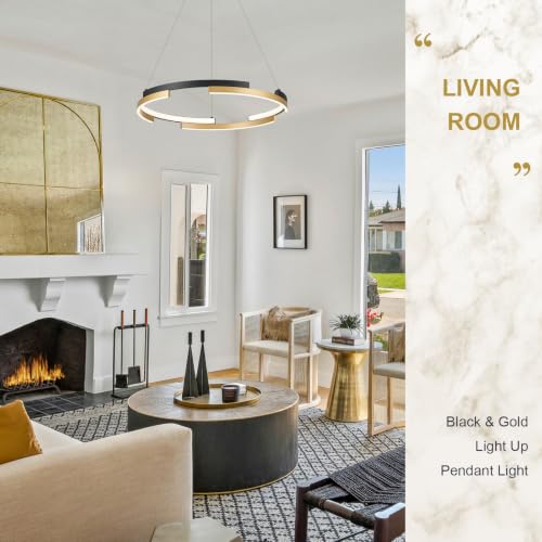 Modern Black and Gold Ring Chandeliers
