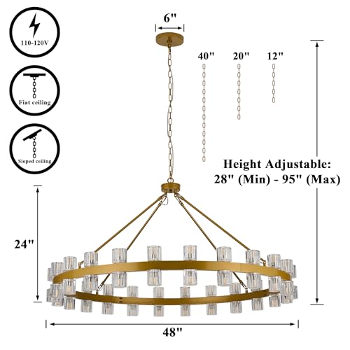 48 Inch Gold Crystal Wagon Wheel Chandelier