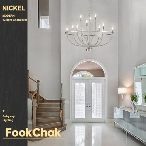 12 Light Brushed Nickel Chandelier