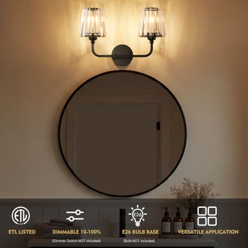 Modern Bathroom Light Fixtures (Matte Black / 2 Light)