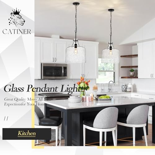 12" Farmhouse Seeded Glass Pendant Light