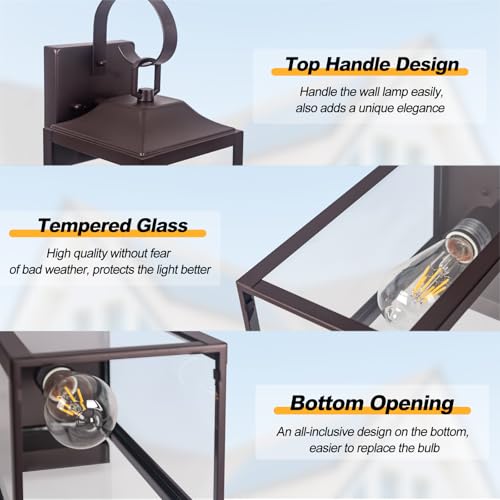 19" Large Outdoor Wall Lantern Porch Light Outdoor Bronze 2 Pack