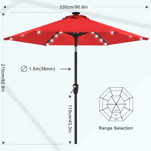 7.5ft Patio Umbrella with Solar Lights