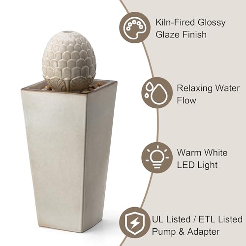 Ceramic Outdoor Water Fountain with LED Light