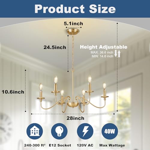 Gold Chandelier Light Fixture (6 Count)