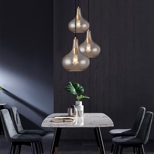 11" Gold Seeded Glass Pendant Light