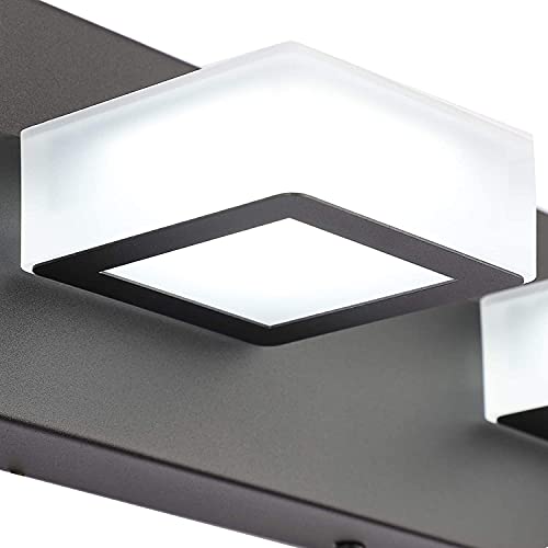 6 Lights LED Modern Dimmable Matte Black Vanity Light Acrylic Modern Vanity Wall Light Over Mirror Dimmable Bathroom Vanity Lighting Fixtures 6000K Cool White Light