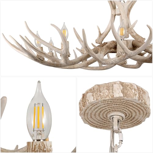 Eldora 10 Light Resin Antler Chandelier 49"