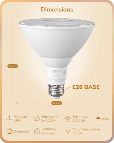 PAR38 LED Flood Light Bulbs Outdoor Dimmable 3000K 1800LM 4 Pack (4 Count)