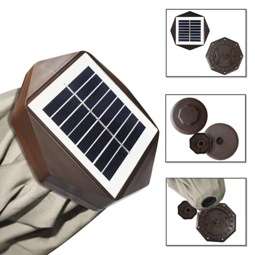 USA 10-Year-Non-Fading 10ft Market Patio Umbrella, Commercial Grade Table Sun Umbrella with 80 Solar LED Lights, Crank Open, Windproof & UPF 50+ UV Protection for Garden, Deck, Pool, Backyard, Antique Beige