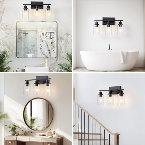 3 Light Bathroom Light Fixtures Black Vanity Light Over Mirror Modern Farmhouse Wall Lighting Sconces Rustic Industrial Wall Lamp for Bathroom