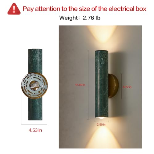Green Marble Cylinder Wall Sconce