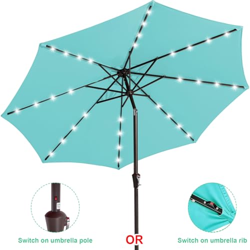 9' Patio Umbrella with Solar Lights