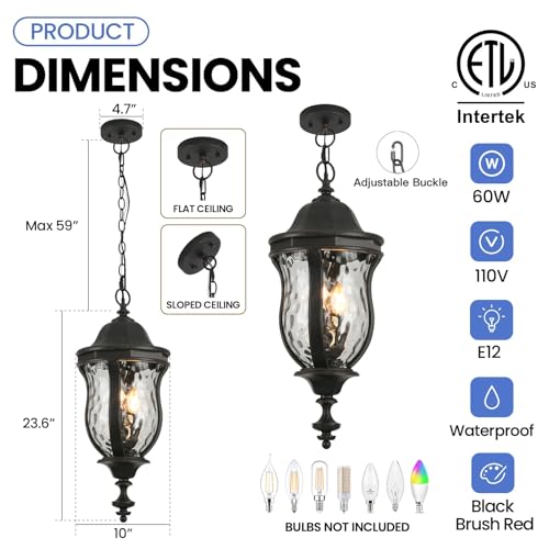 Large Outdoor Pendant Light Fixtures 23.6'' Exterior Hanging Lantern