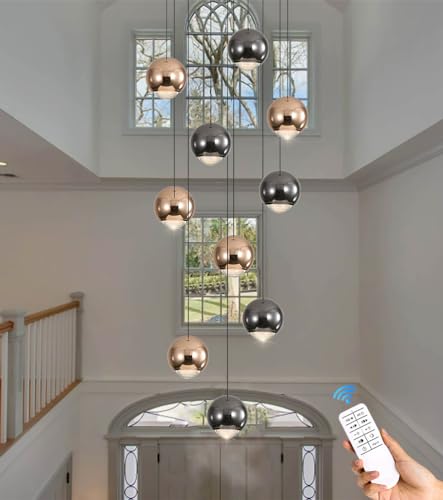10 Light LED Staircase Chandelier Crystal Ceiling Lights Large Chandeliers for High Ceilings