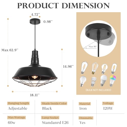 Black Farmhouse Pendant Light