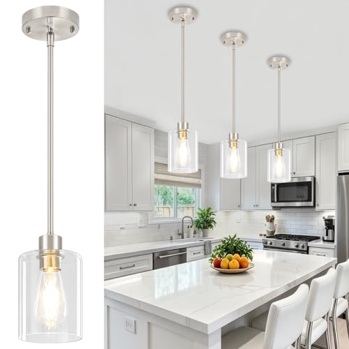 Brushed Nickel Pendant Lights Kitchen Island Modern Hanging Lighting