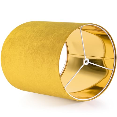 GOSO Tall Drum Natural Velvet Gold Lamp Shades (2 Count)