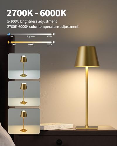 Gold Cordless Table Lamps Set of 2 (2 Count)