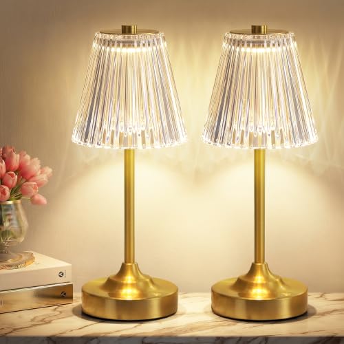 Gold Cordless Rechargeable Table Lamp (2 Count)