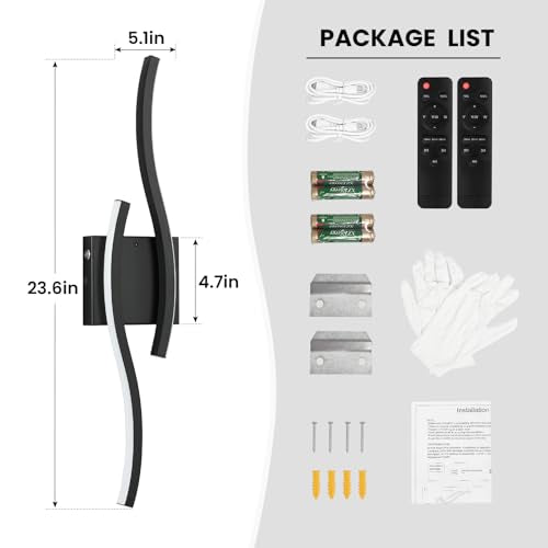 Black Battery Operated Wall Sconces (2 Count)