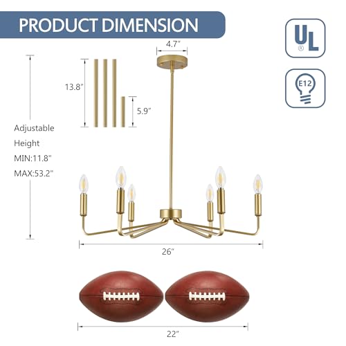 6 Light Gold Chandelier
