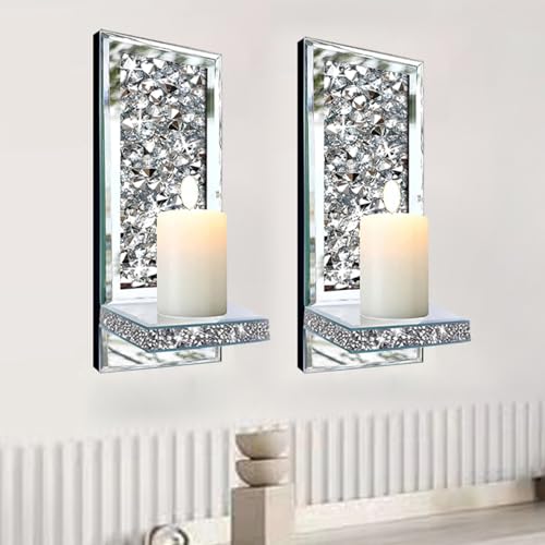 Set of 2 Crystal Crush Diamond Candle Sconces (2 Count)