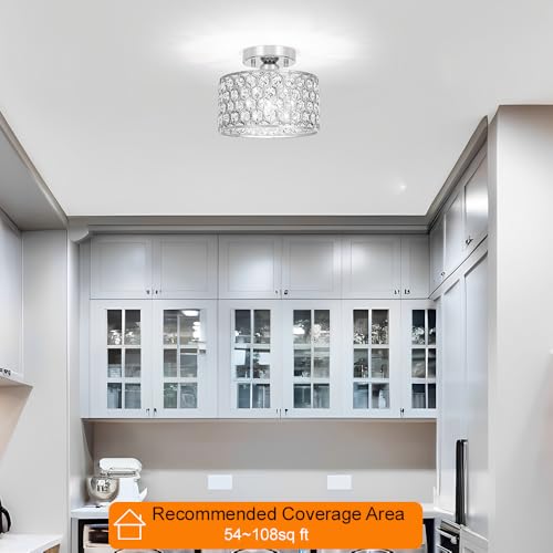Chrome Crystal Ceiling Light Fixture