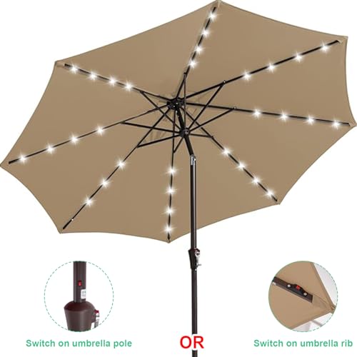 9' Patio Umbrella with Solar Lights