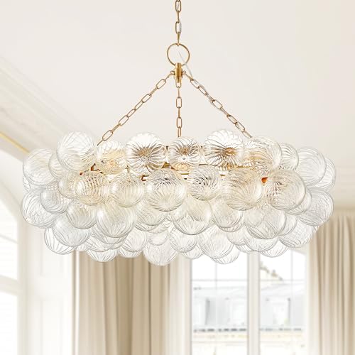 40 Inch Moden Gold Chandelier with 9 Bubble Lights