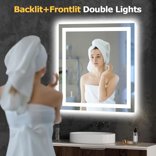 36"X32" LED Bathroom Mirror with Lights