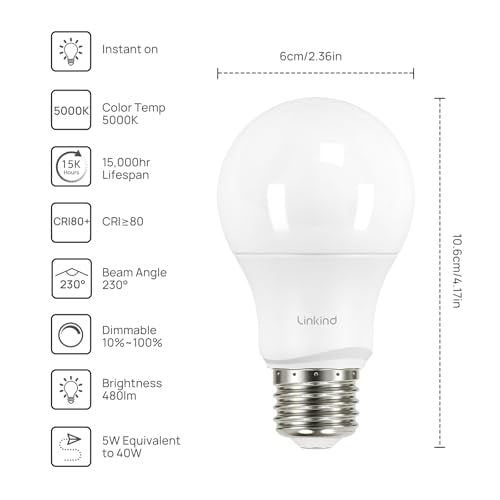 A19 LED Light Bulbs Dimmable (6 Count)