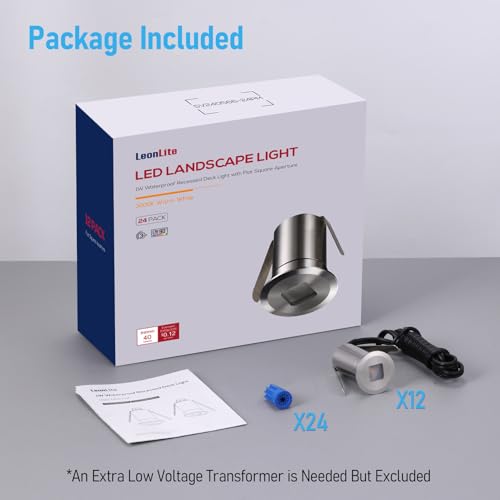 12 Pack 3000K Recessed Low Voltage Deck Light Flat Square Aperture (12 Count)