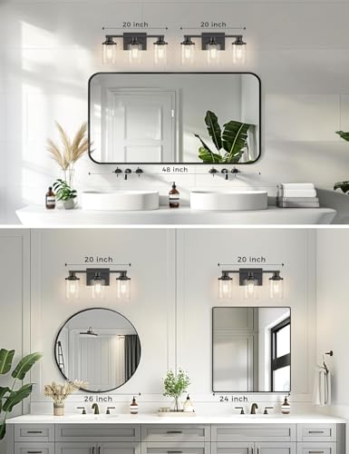 20 Inch 3 Light Black Bathroom Vanity Light ETL Listed