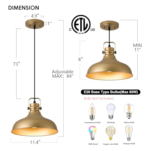 Gold Modern Pendant Lights Kitchen Island Fixtures (3 Count)