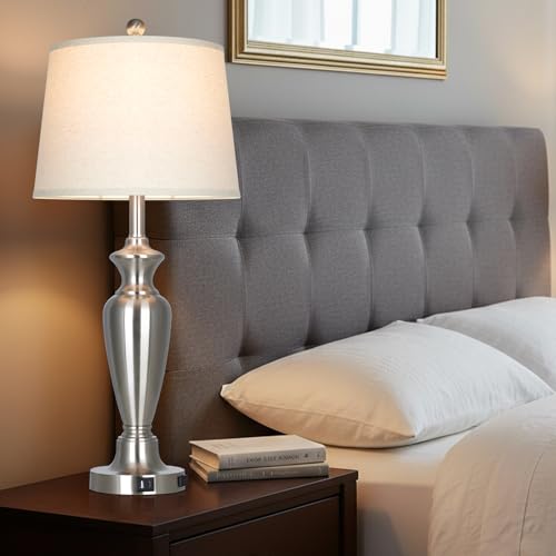 30" Tall Silver Table Lamp for Living Room