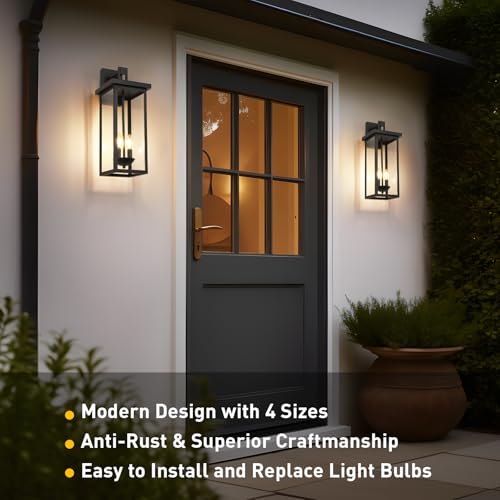 22'' Outdoor Wall Lights Dusk Dawn Large Black Exterior Porch Light Fixture