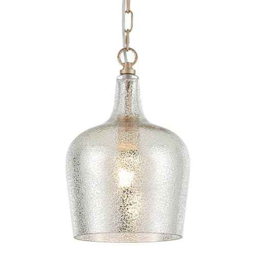 10” Large Silver Plated Hammered Glass Pendant Light Industrial Dome Modern Pendant Lighting Fixtures for Kitchen Island Dining Room Hallway