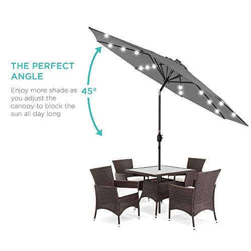 10ft Solar Polyester LED Lighted Patio Umbrella w (10 Feet)