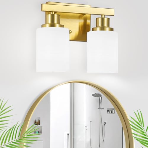 2 Light Gold Bathroom Light Fixture Vanity Light Over Mirror 10.6in