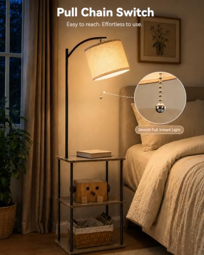 Floor Lamp with Table (Vintage Grey)