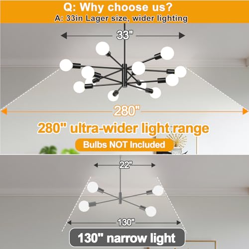 11" 52" Height Adjustable Modern Chandelier Ceiling Light Fixture