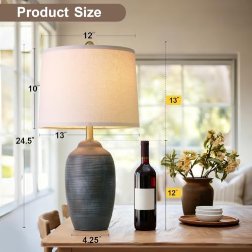 24.5" Vintage Ceramic Table Lamp with 5FT Cord