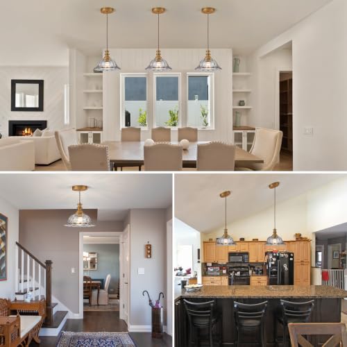 Glass Pendant Lights Modern Pendant Lighting Fixtures Hanging Lamp for Kitchen Island Bedroom Dining Room Coffee Shop Hallway Grey and Brass