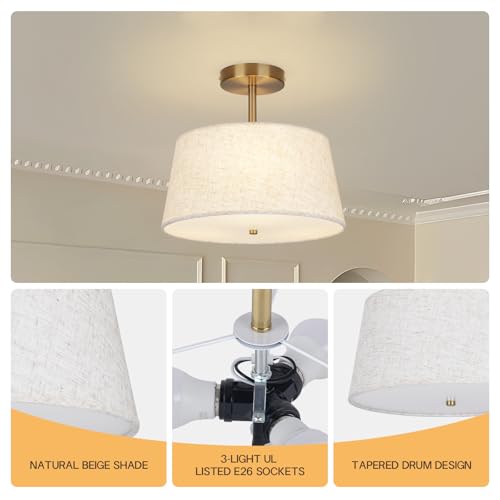 Cone Shaped Semi Flush Mount Modern Ceiling Light Fixture (3 Count)